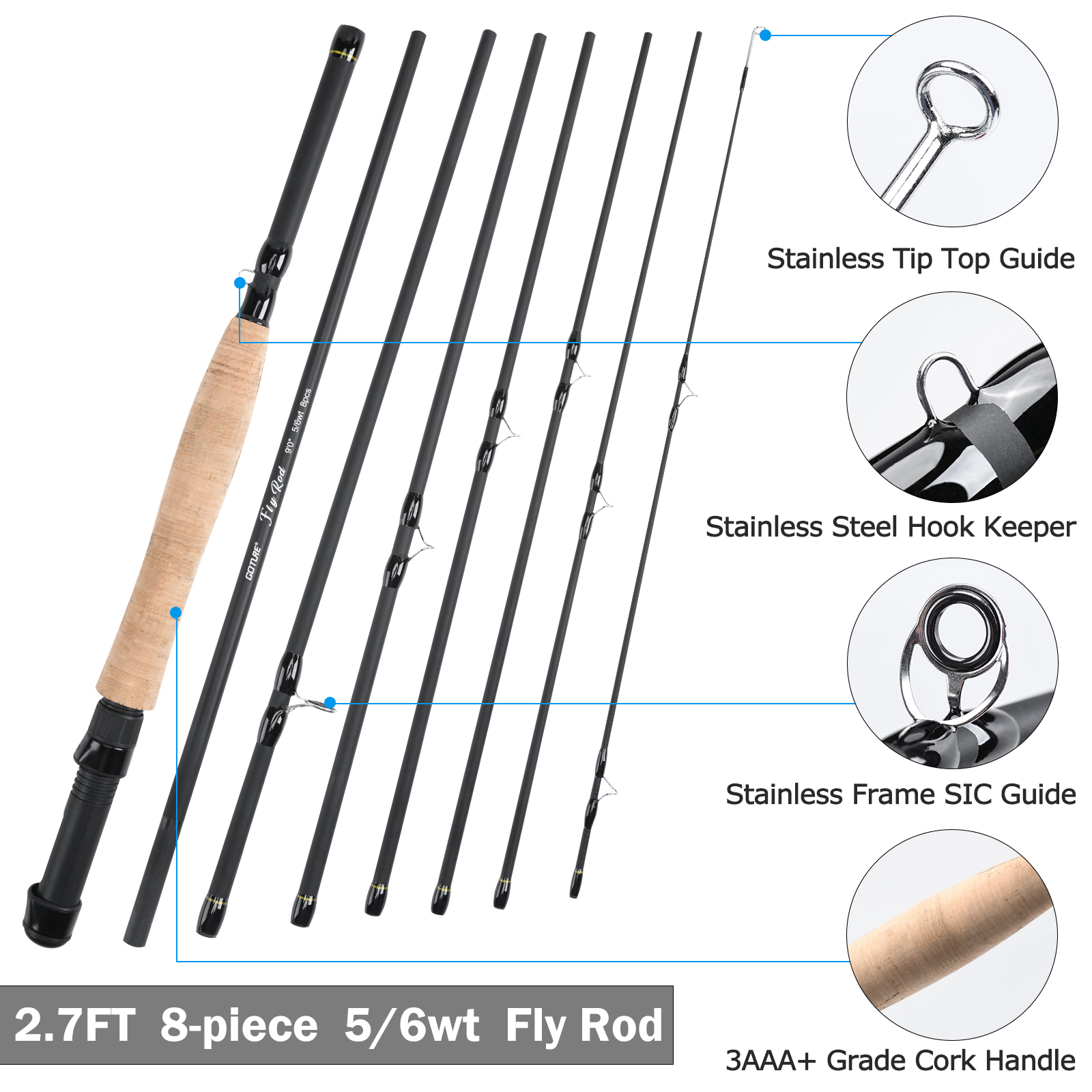 Goture 8Section Travel Fly Fis - đánh giá và giá Fishing Rod Fly